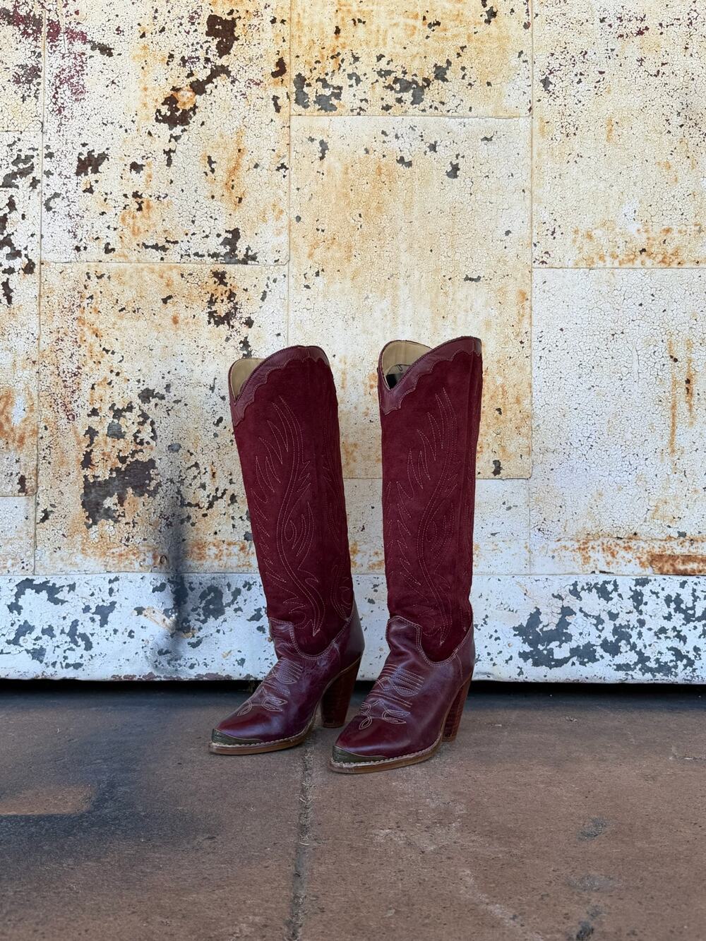 Vintage Burgundy Zodiac Boots - Deep Wine - Size 5
